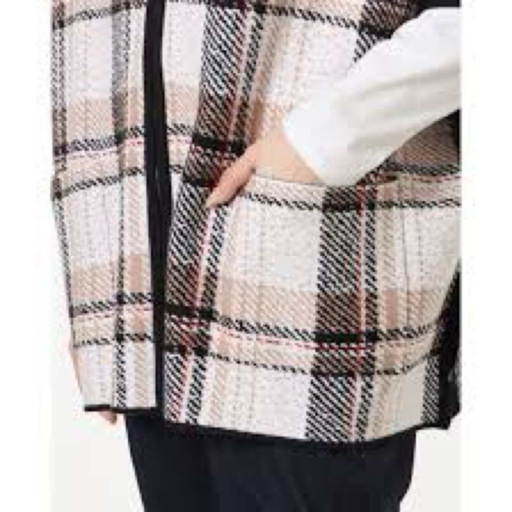 NWOT Tahari Plaid Full Zip Poncho Cape Knit Sweater, Size S/M - Picture 5 of 10